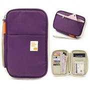  IGNPION Waterproof Passport Wallet Cover Organiser Document Credit Card Holder Travel Clutch Bag with Hand Strap (Purple)