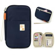 IGNPION Waterproof Passport Wallet Cover Organiser Document Credit Card Holder Travel Clutch Bag with Hand Strap (Dark Blue)