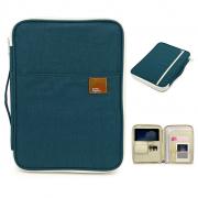 IGNPION  A4 Size Travel Document Case Holder Wallet File Folder Organiser Message Bag Passport Wallet for Travel Holiday Office and University (Dark Blue)