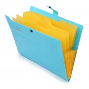 IGNPION A4 Expanding File Folder Pocket Document File Wallet Poly Concertina Accordion File Organiser (5 Pocket) (Blue)