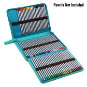 IGNPION 72 Canvas Inserting Portable Zippered Large Folding Pencil Case Pouch Stationary Organiser Storage for Travel, School and Office (Blue)(Pencil Not Included)