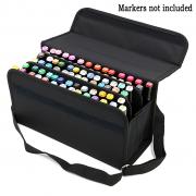 IGNPION 72 Slot Marker Wallet Case Storage Bag with Handle Carrying Lipstick Organizer (Black)