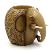 IGNPION Resin Carving Pencil Holder Organiser Pen Pot Container Cup Desk Tidy (Elephant Pen Holder with Tusks)